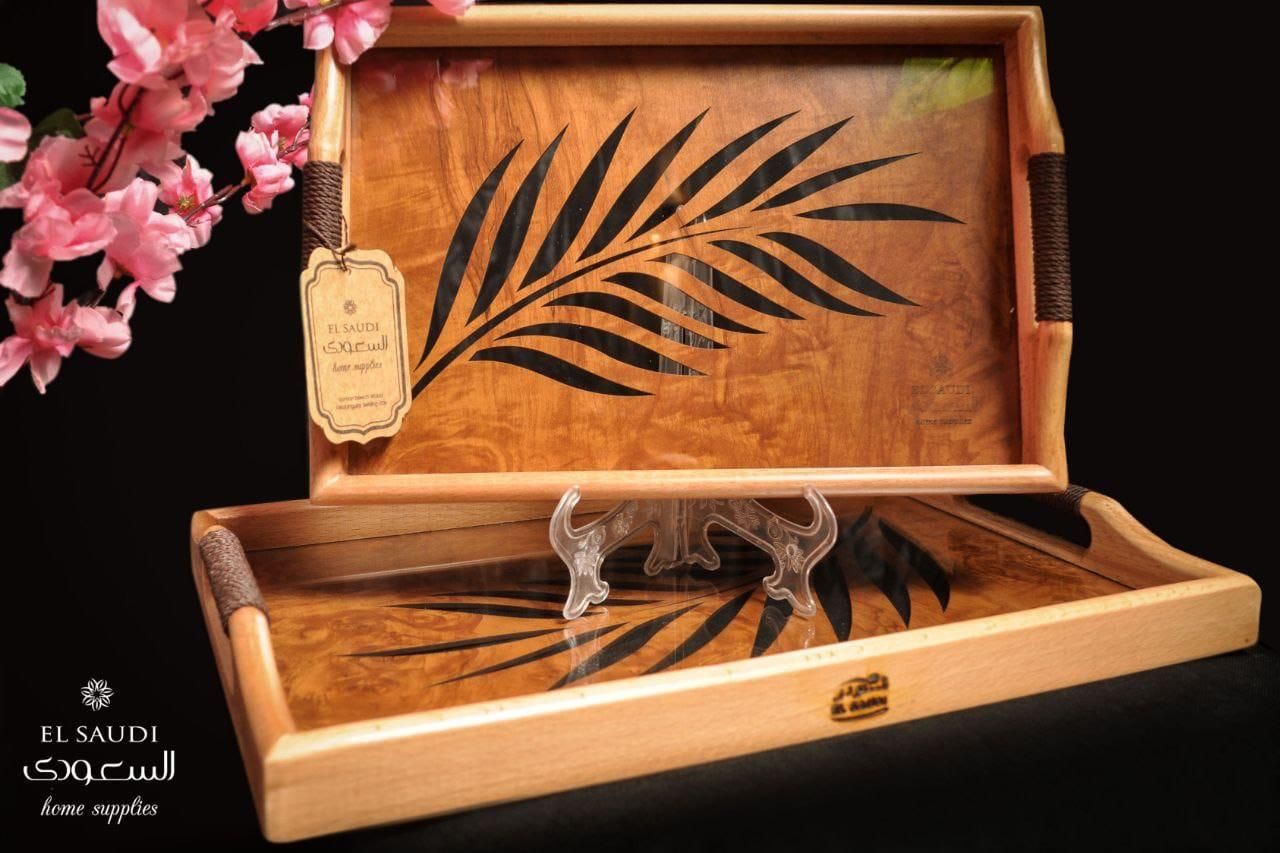 طقم صنيه خشب يد خيط لازوردي