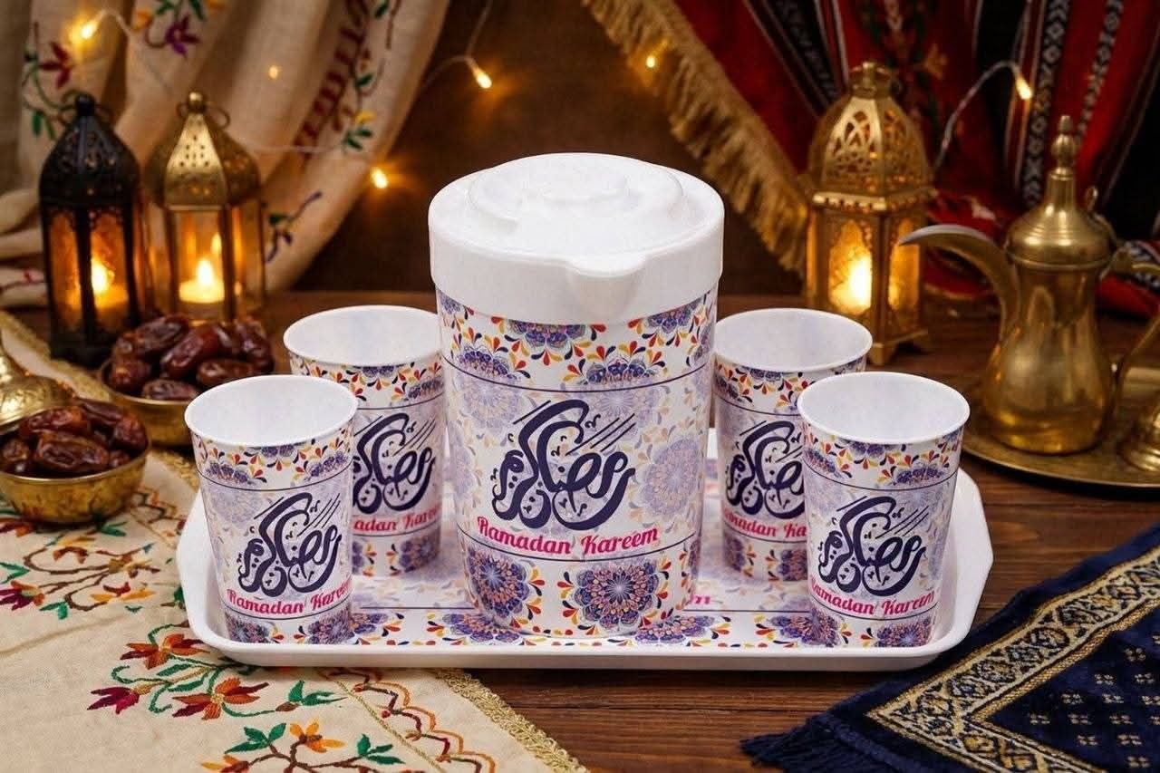 ط عصير رمضان ( دورق + 4 كوب + صينية )