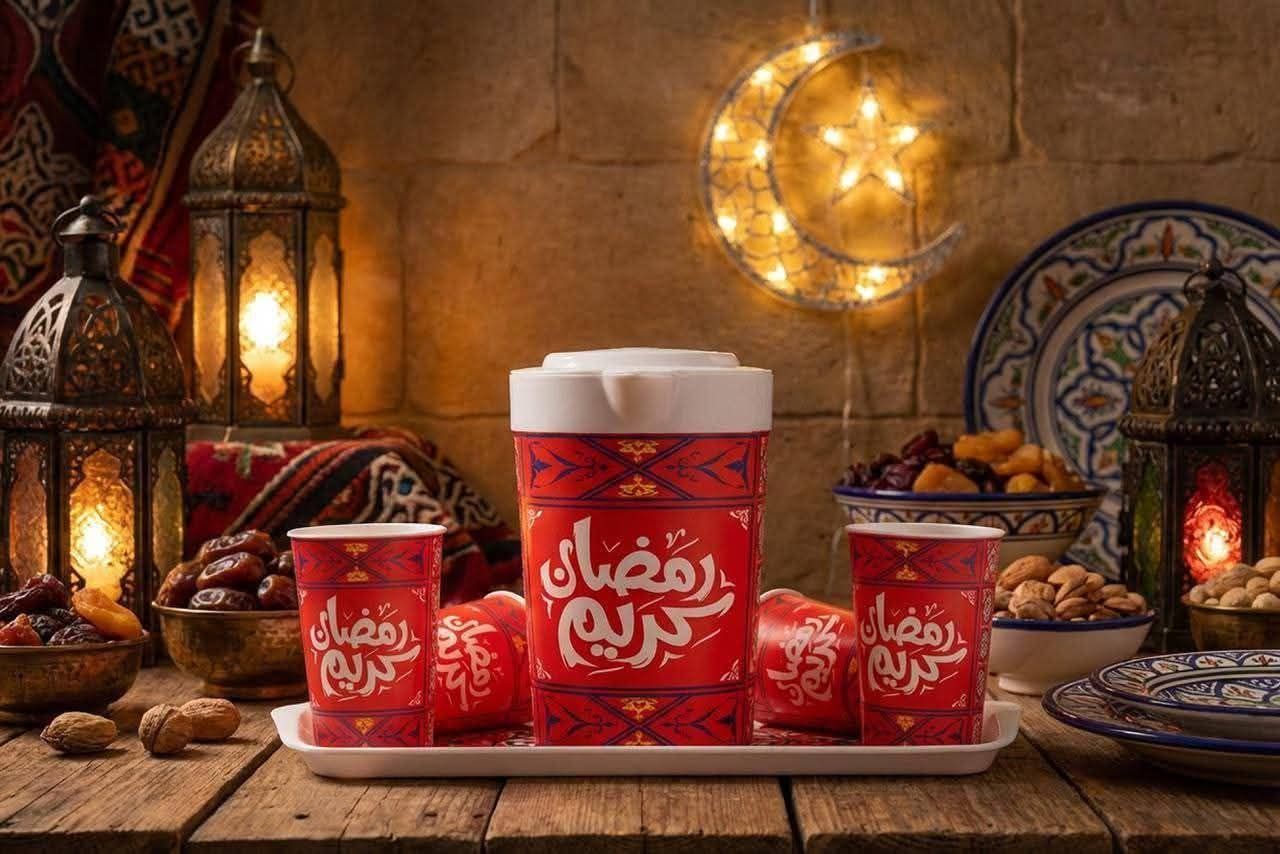 ط عصير رمضان ( دورق + 4 كوب + صينية )