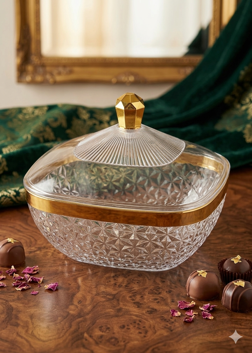 طبق فاكهه وسط اكليرك بالغطاء