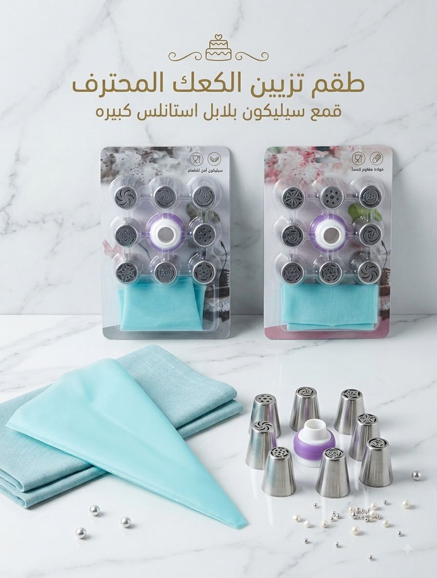 قمع كريمه سيلكون +بلابل استاليس أشكال كبير